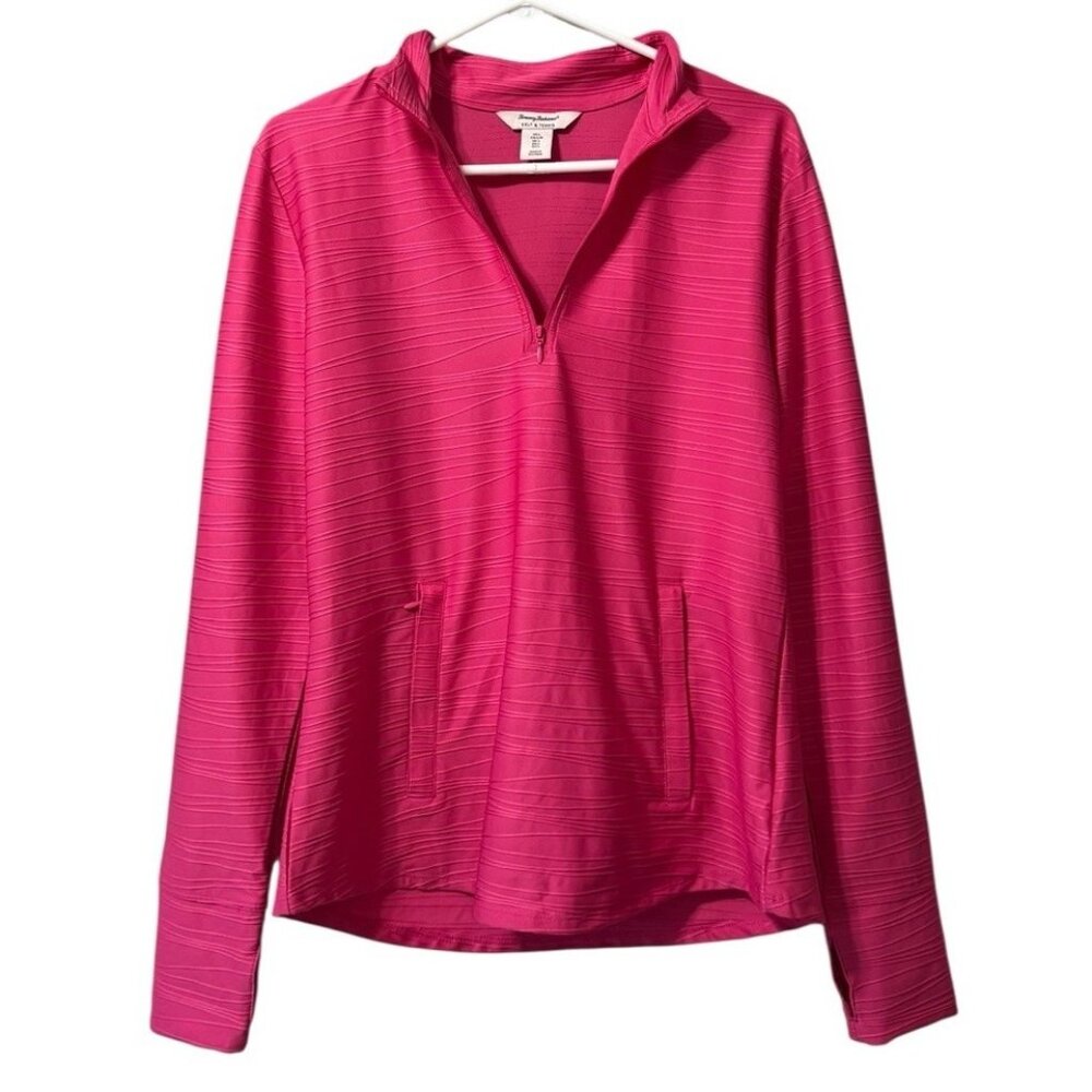 Tommy Bahama Sweater Women Size Large Long Sleeve Mock Golf Tennis Shirt Stretch